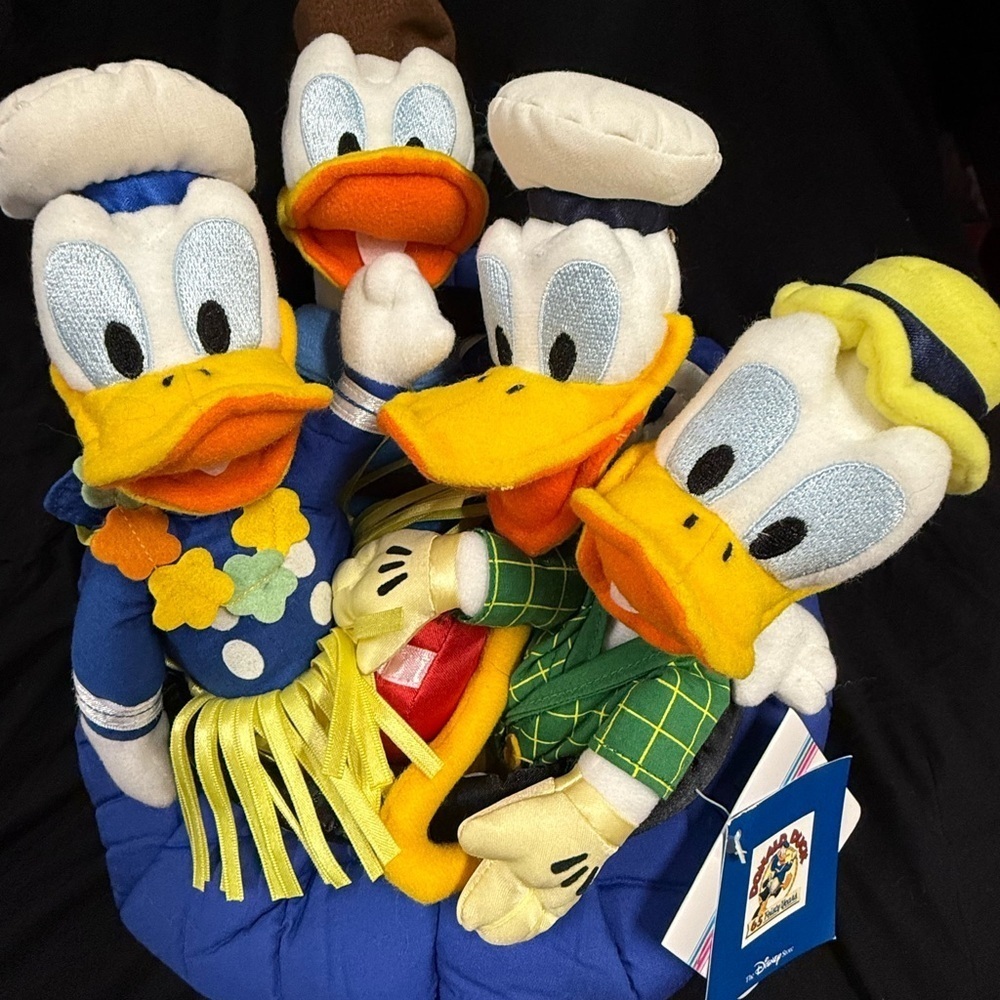 Vintage Disney Donald Duck Plush Set Huey Dewey Louise Disney Park Blue Hat Boat - Picture 10 of 15